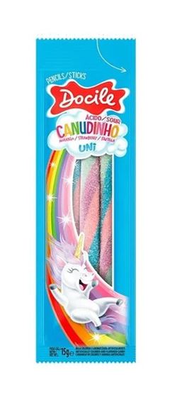 Bala Canudinho Colorido Morango Cítrico Unicórnio