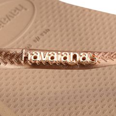 Sandália Havaianas Slim Logo Metálico Rose Gold 33/34