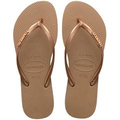 Sandália Havaianas Slim Logo Metálico Rose Gold 33/34