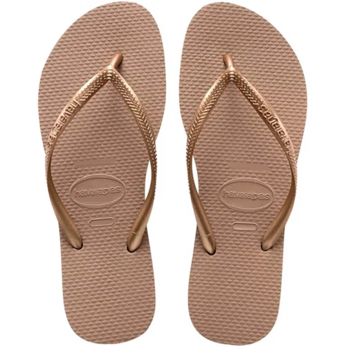 Sandália Havaianas Slim Logo Metálico Rose Gold 37/38