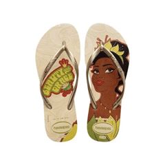 Sandália Havaianas Slim Princesa Bege Palha e Amarelo 39/40