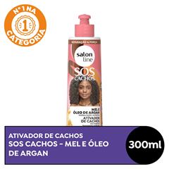 ATIVADOR DE CACHOS SOS CACHOS MEL E OLEO DE ARGAN RESTAURACAO EXTREMA SALON LINE 300ML