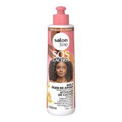 ATIVADOR DE CACHOS SOS CACHOS MEL E OLEO DE ARGAN RESTAURACAO EXTREMA SALON LINE 300ML