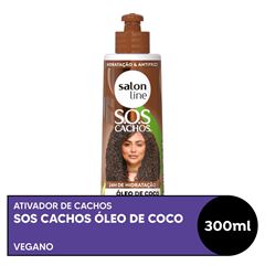 ATIVADOR DE CACHOS SOS CACHOS OLEO DE COCO HIDRATACAO ABSOLUTA SALON LINE 300ML