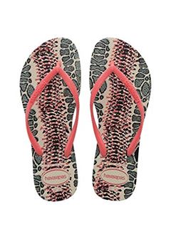 Sandália Havaianas Slim Animals Bege Palha e Coral New 39/40