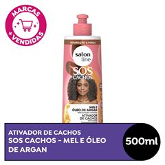 ATIVADOR DE CACHOS SOS CACHOS MEL E OLEO DE ARGAN RESTAURACAO EXTREMA SALON LINE 500ML