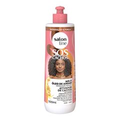 ATIVADOR DE CACHOS SOS CACHOS MEL E OLEO DE ARGAN RESTAURACAO EXTREMA SALON LINE 500ML