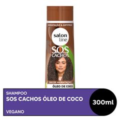 SHAMPOO SOS CACHOS OLEO DE COCO HIDRATACAO ABSOLUTA SALON LINE 300ML