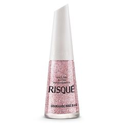 Esmalte Risqué Efeito Glitter Granulado Rosé Encartelado