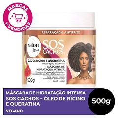 MASCARA DE HIDRATACAO SOS CACHOS OLEO DE RICINO E QUERATINA SALON LINE 500G