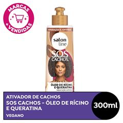 ATIVADOR DE CACHOS SOS CACHOS OLEO DE RICINO E QUERATINA SALON LINE 300ML