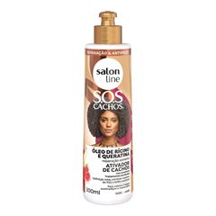 ATIVADOR DE CACHOS SOS CACHOS OLEO DE RICINO E QUERATINA SALON LINE 300ML