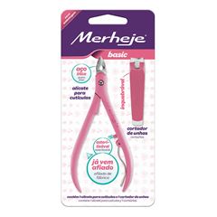 Alicate Merheje + Cortador de Unhas Basic Rosa