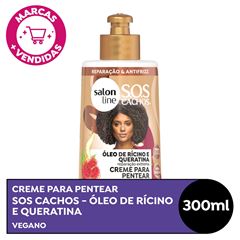 CREME PARA PENTEAR SOS CACHOS OLEO DE RICINO E QUERATINA SALON LINE 300ML