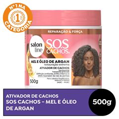 ATIVADOR DE CACHOS SOS CACHOS MEL E OLEO DE ARGAN RESTAURACAO EXTREMA SALON LINE 500G