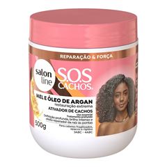 ATIVADOR DE CACHOS SOS CACHOS MEL E OLEO DE ARGAN RESTAURACAO EXTREMA SALON LINE 500G