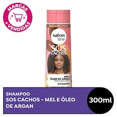 SHAMPOO SOS CACHOS MEL E OLEO DE ARGAN RESTAURACAO EXTREMA SALON LINE 300ML