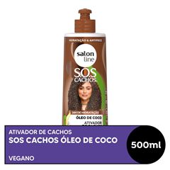 ATIVADOR DE CACHOS SOS CACHOS OLEO DE COCO HIDRATACAO ABSOLUTA SALON LINE 500ML