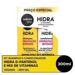 KIT SHAMPOO E CONDICIONADOR HIDRA D-PANTENOL E MIX DE VITAMINAS SALON LINE 300ML