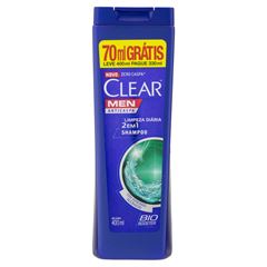 Shampoo Clear Men Limpeza Diária 2x1 400ml com Lavagem e Penteado