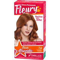 Tintura Fleury Kit 7.4 Louro Médio Acobreado