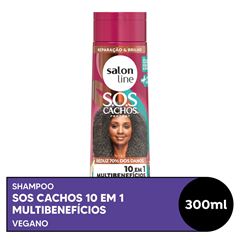 SHAMPOO SOS CACHOS 10 EM 1 MULTIBENEFICIOS SALON LINE 300ML