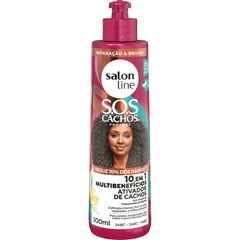 ATIVADOR DE CACHOS SOS CACHOS 10 EM 1 MULTIBENEFICIOS SALON LINE 300ML