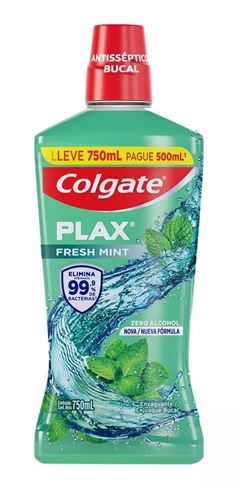 Enxaguante Bucal Colgate Plax Fresh Mint Leve 750ml Pague 500ml