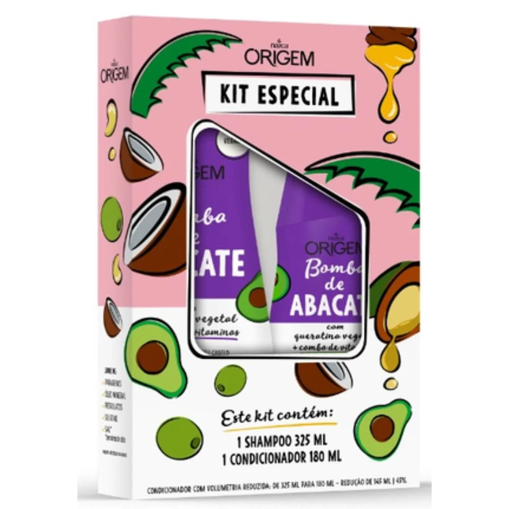 Kit Origem Shampoo 325ml + Condicionador 180ml  Abacate