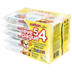 Toalha Umedecida Cotton Line Baby Bichos Leve 5 Pague 4