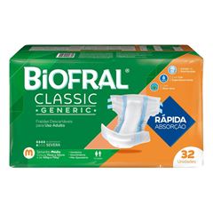 Fralda Descartável Geriátrica Biofral Classic M com 32 Unidades