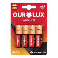 Pilha Ourolux Alcalina AAA com 4 unidades