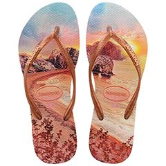 Sandália Havaianas Slim Paisagem Bege Palha/Laranja 39/40
