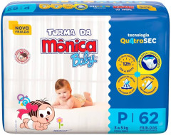Fralda Descartável Turma da Mônica Mega P