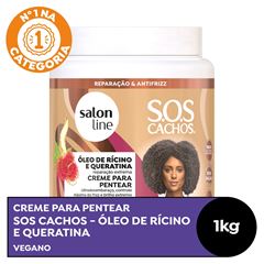 CREME PARA PENTEAR SOS CACHOS OLEO DE RICINO E QUERATINA SALON LINE 1KG