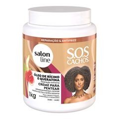 CREME PARA PENTEAR SOS CACHOS OLEO DE RICINO E QUERATINA SALON LINE 1KG