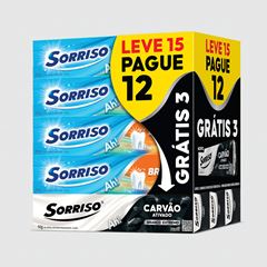 CREME DENTAL SORRISO DENTES BRANCOS GRATIS 3 SORRISOS CARVAO 60G