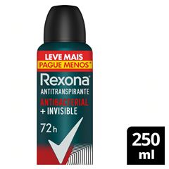 Desodorante Aerossol Rexona Masculino Antibacteriano Invisible 250ml Leve Mais Pague Menos