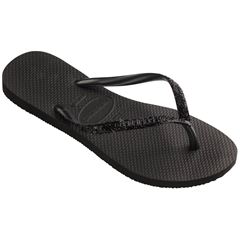 SANDALIA HAVAIANAS SLIM GLITER II PRETA CINZA DARK 33/34