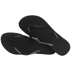 SANDALIA HAVAIANAS SLIM GLITER II PRETA CINZA DARK 33/34