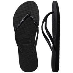 SANDALIA HAVAIANAS SLIM GLITER II PRETA CINZA DARK 33/34