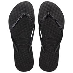 SANDALIA HAVAIANAS SLIM GLITER II PRETA CINZA DARK 33/34