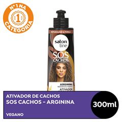 ATIVADOR DE CACHOS SOS CACHOS ARGININA RESISTENCIA MAXIMA SALON LINE 300ML