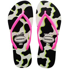 SANDALIA HAVAIANAS SLIM ANIMALS BRANCO/ROSA FLUX 33/34