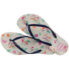 SANDALIA HAVAIANAS SLIM ROMANCE BRANCO/MARINHO 33/34