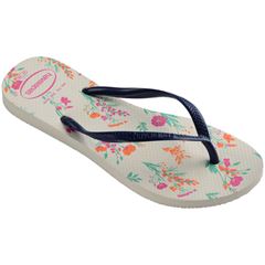 SANDALIA HAVAIANAS SLIM ROMANCE BRANCO/MARINHO 33/34