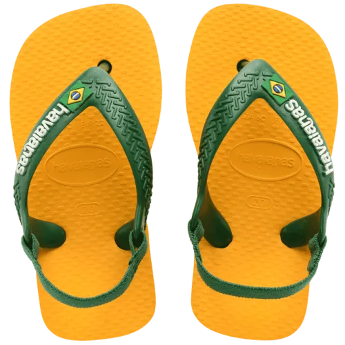 Sandália Havaianas Baby Brasil Logo Amarelo Pop/Amazônia Tamanho 22