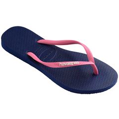 Sandália Havaianas Slim Logo Pop Up Azul e Pink 39/40