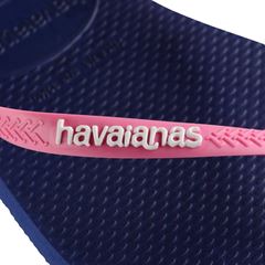 Sandália Havaianas Slim Logo Pop Up Azul e Pink 39/40