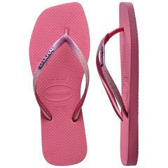 Sandália Havaianas Slim Square Glitter Rosa Veludo 33/34